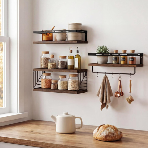 Wall mounted bathroom shelves - mounted,
