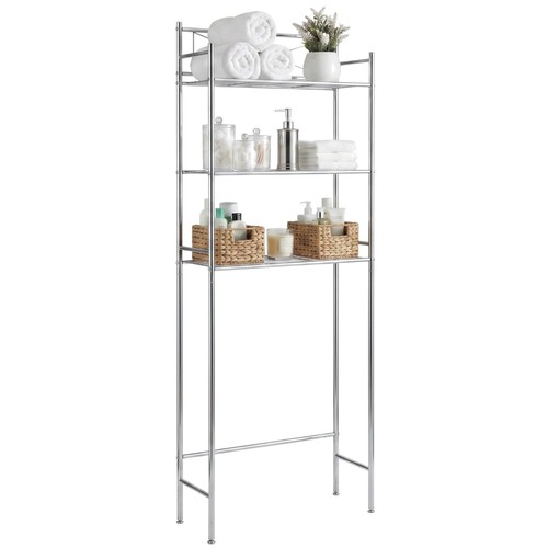 Chrome over toilet - toilet, storage